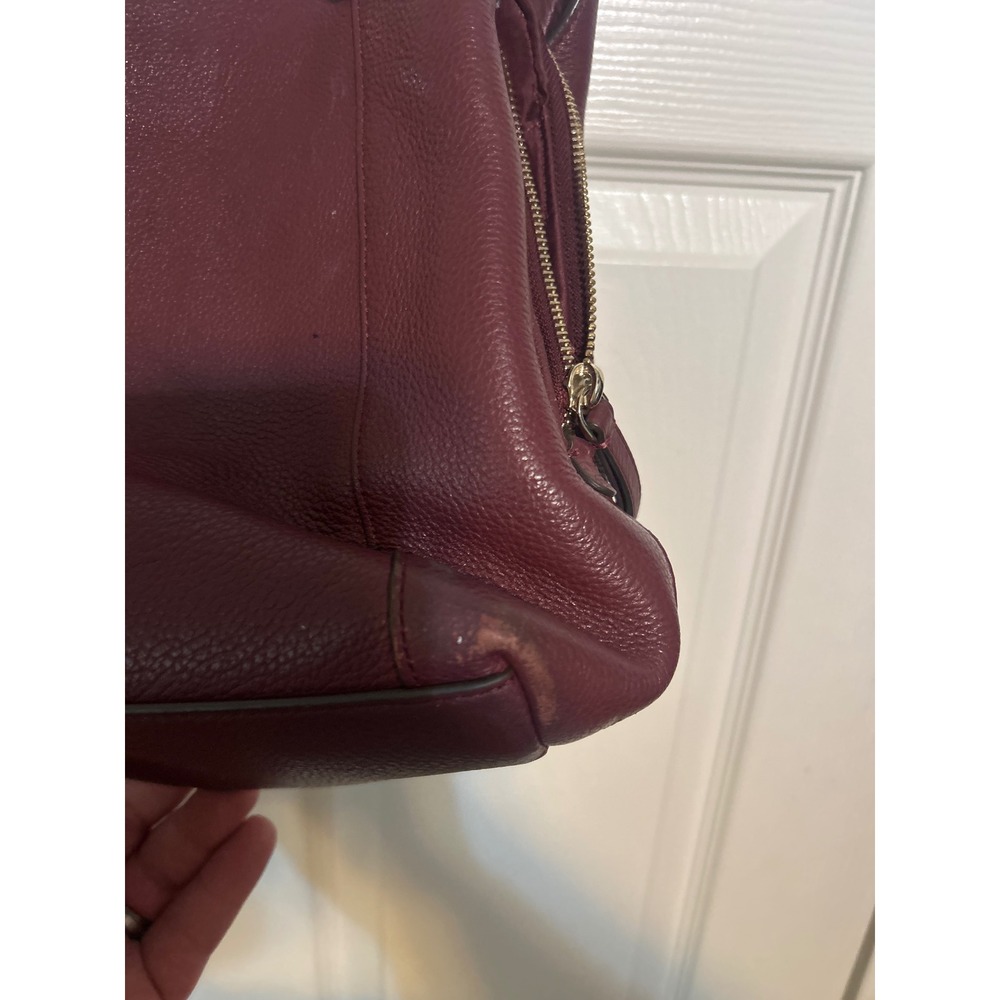 Kate Spade New York Pebbled Leather Shoulder Bag Burgundy Maroon Tote - Picture 5 of 11